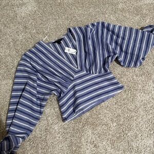 Banana Republic Blue and White Striped Top